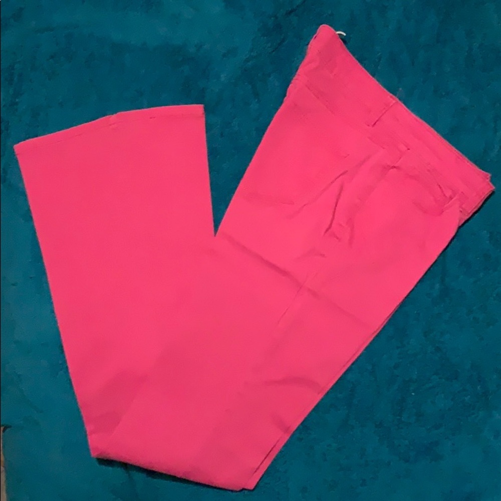 Fuchsia Chino Pants with slight flare bottom.